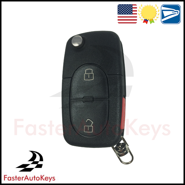 Complete 3 Button Key with OEM Remote for Audi 1997-2001