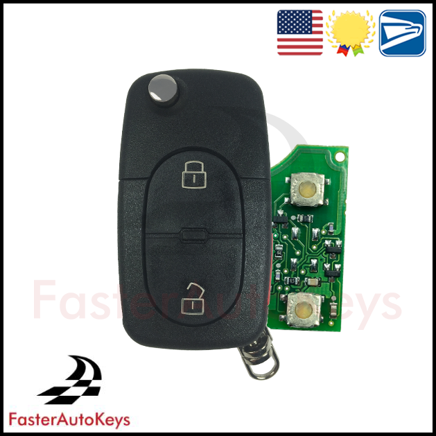Complete 3 Button Key with OEM Remote for Audi 1997-2001