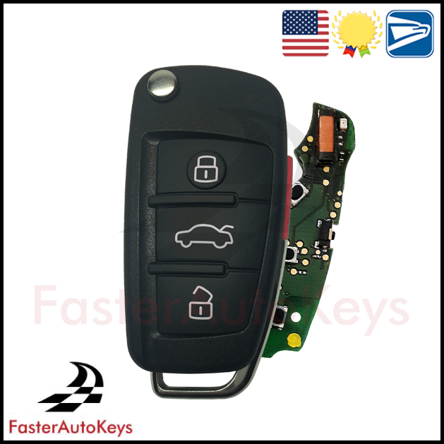 Complete 4 Button Key with OEM Remote for Audi 2005-2012