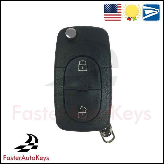 Complete 3 Button Key with OEM Remote for Audi 1997-2001