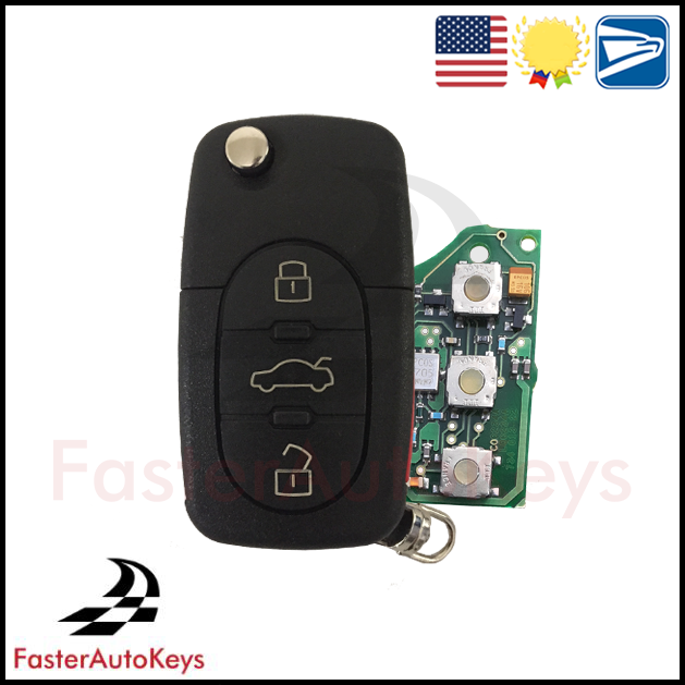 Complete 4 Button Key with OEM Remote for Audi 1997-2005