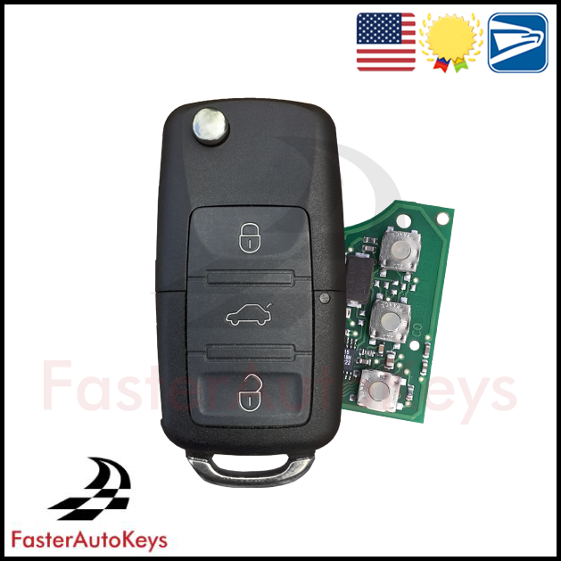 Complete 4 Button Key with OEM Remote for Volkswagen 2000-2010