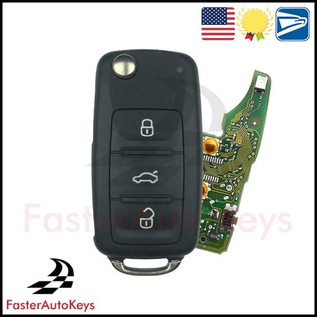 Complete 4 Button Key with OEM Unlocked Remote for Volkswagen 2010-2016