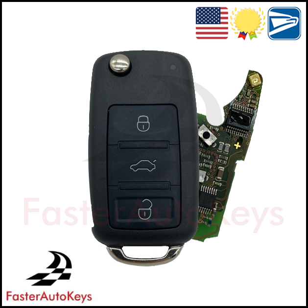 Complete 4 Button OEM Unlocked Remote Key for Volkswagen Touareg & Phaeton 2002-2010