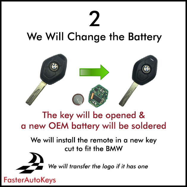 [MAIL IN SERVICE] BMW Diamond Key Battery Replacement Service for 1998-2010 Keys