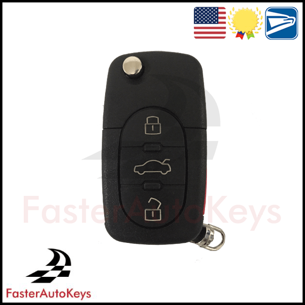 3 Button with Panic Replacement Key Shell Case for Audi 1997-2005 