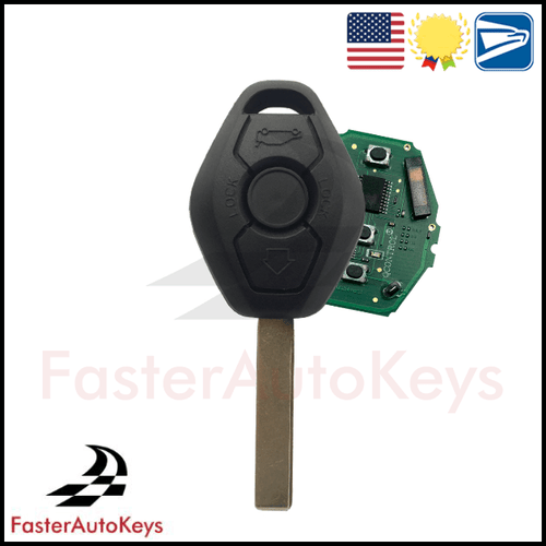 Complete Diamond Style 3 Button CAS Remote Key for BMW 2004-2010 - FasterAutoKeys