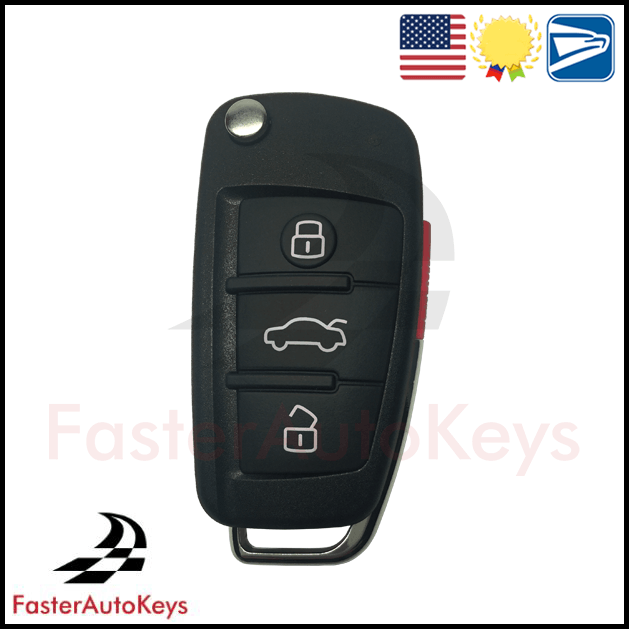 Complete 4 Button Key with OEM Remote for Audi 2005-2012 - FasterAutoKeys